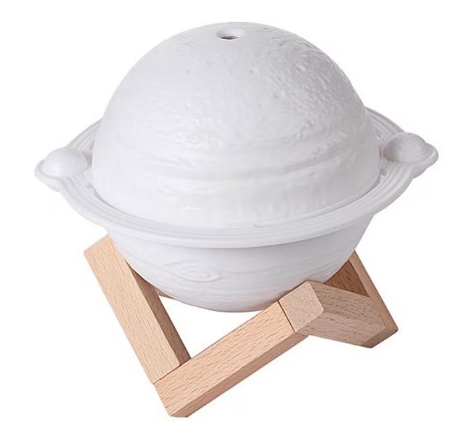 Umidificator lampa model Jupiter cu 3 moduri iluminare incarcare USB suport lemn